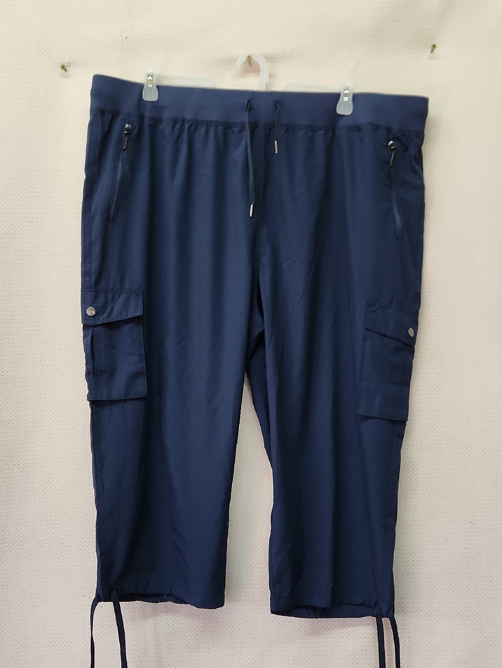 Women's Navy Cargo Capris with Drawstring Waist
